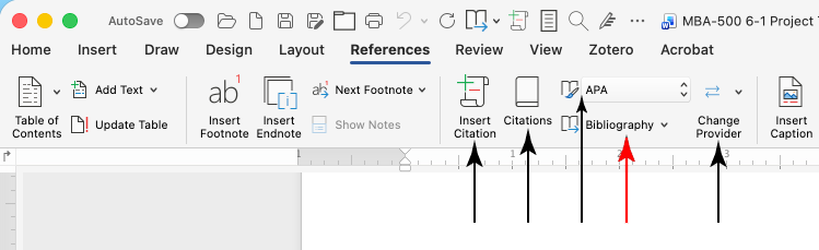 Citation Format Drop-Down Menu